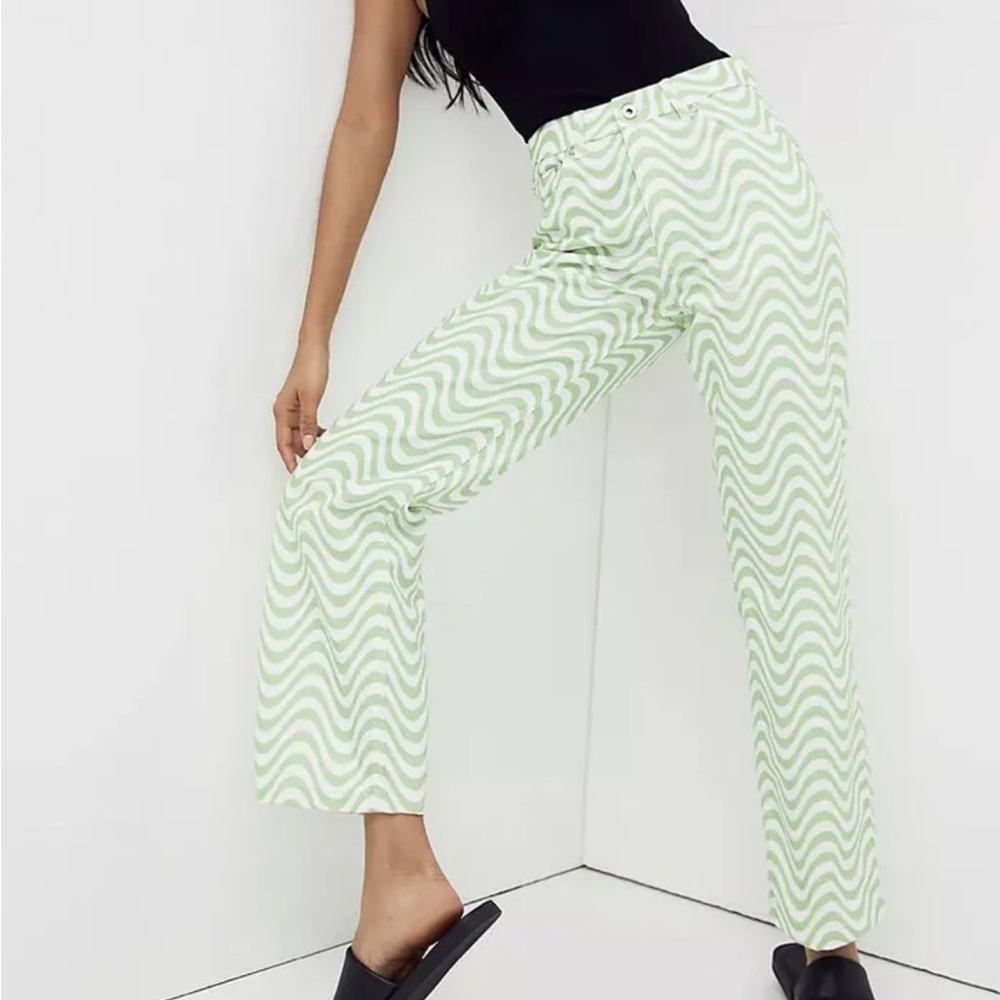Ragged Priest Lime Green Wavy straight leg Jeans size 24 y2k style eclectic bold